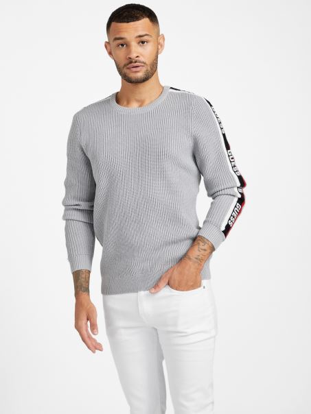 Guess Matias Cu Mânecă Lungă Crewgate Grey Steel