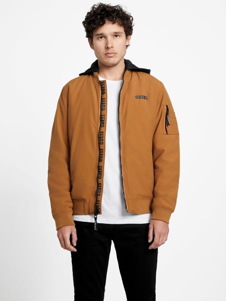 Jachetă Cu Glugă Saul Taupe Prăjită Guess