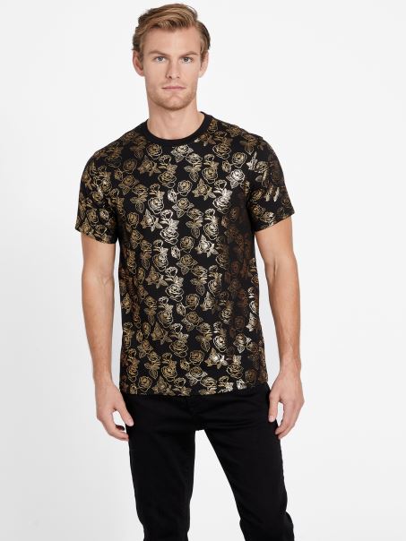 Jet Black Dustie Rose Crewneck Tricou Guess