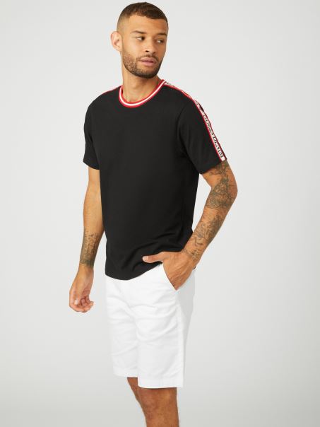 Guess Hyatt Logo Tape Tee Jet Black