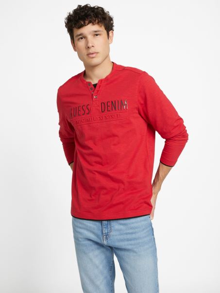 Tricou Cu Mânecă Lungă Cu Logo Edgar Roșu Guess Varsity