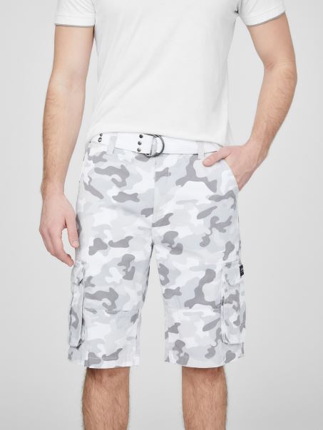 Pantaloni Scurți Cargo Alb Camo Multi Guess Karl Alb Camo