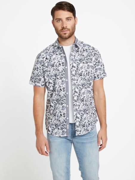 Cămașă Cu Imprimeu Guess Whitney Alb Pur