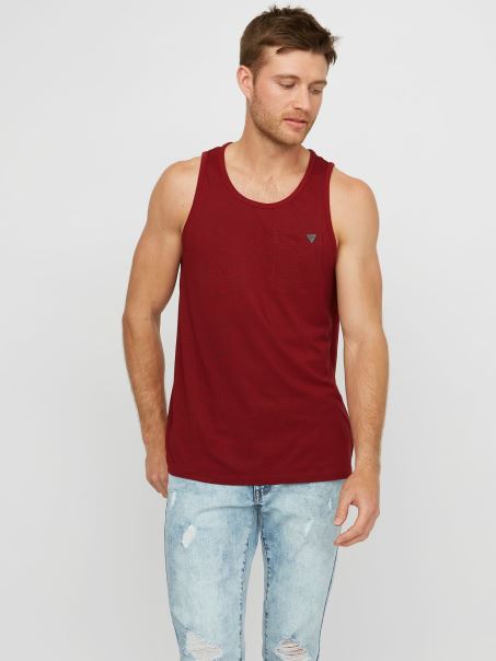 Varsity Red Multi Roy Marled Tank Guess