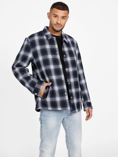 Guess Sachet Din Amestec De Lână Ted Carouri Albastre