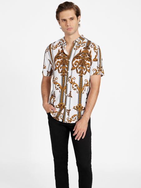 Guess Cămașă Barocă Luis Alb Pur