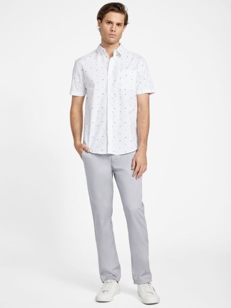 Camasa Guess Dusan Cu Imprimeu Geometric Alb Pur