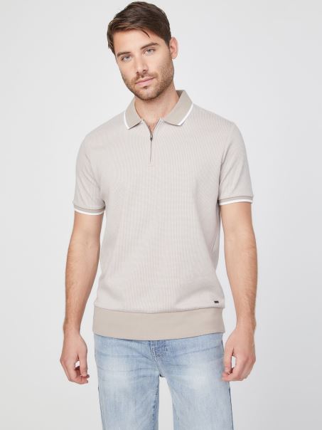 Catifea Taupe Multi Hounds Cu Fermoar Sfert Johnny Polo Guess