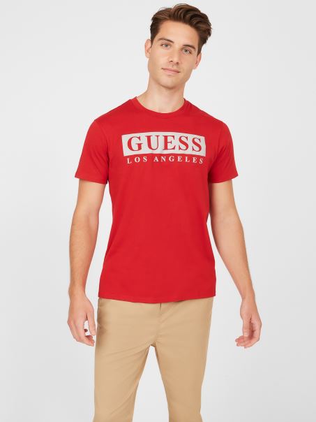 Tricou Roșu Cu Logo Guess Greg De Varsity