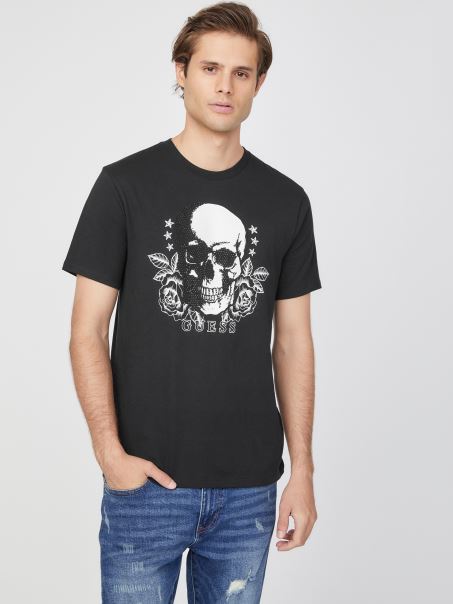 Jet Black Eco Grand Skull Tricou Guess