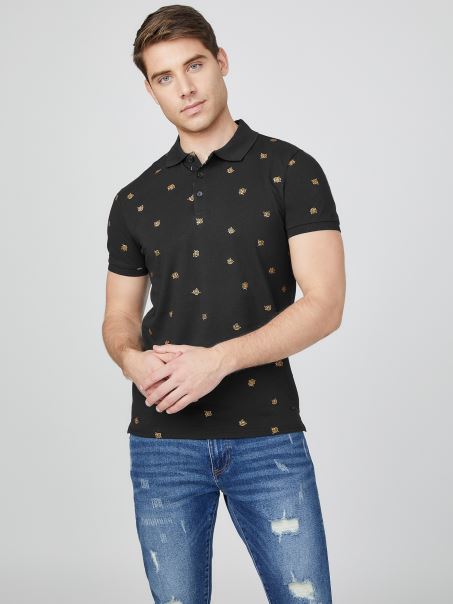 Fallan Roses Polo Jet Black Guess