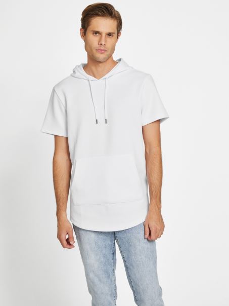 Hanorac Cu Mânecă Scurtă Guess Nate Alb Pur