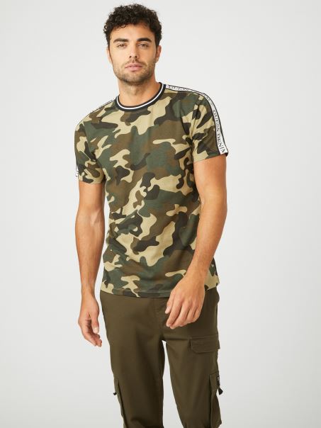 Tricou Cu Logo Camuflaj Hyatt Camo Guess