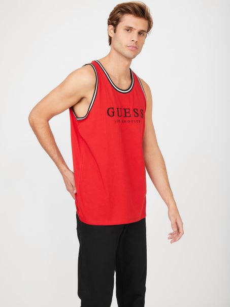Nichols Logo Brodat Tank Rugby Red Guess