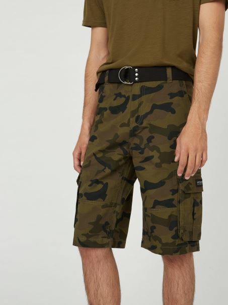 Camo Verde Karl Camo Pantaloni Scurți Cargo Guess