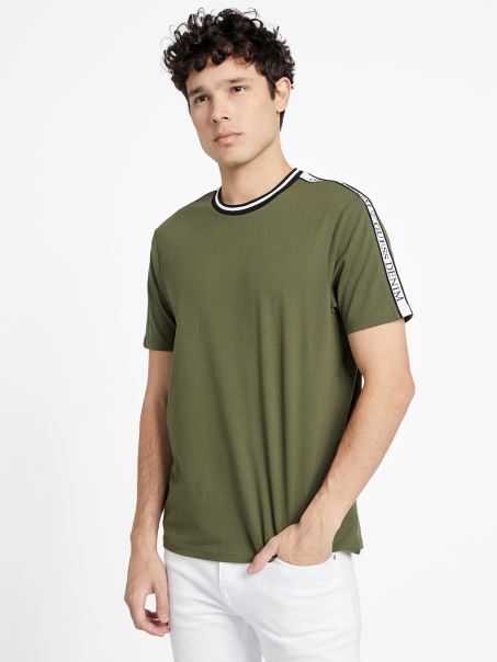 Guess Hyatt Logo Tape Tee Olive Morning