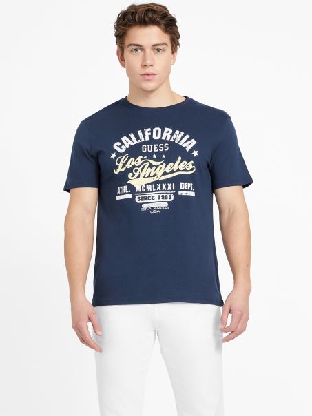 Tricou Albastru înnegrit Guess Eco Varto Crewneck