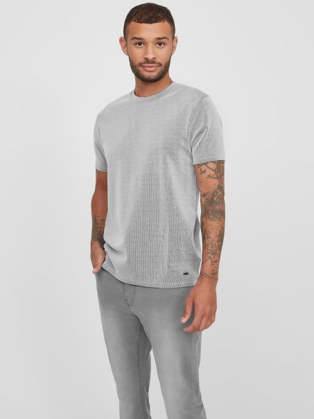 Tricou Cu Nervuri Russle Alb Pur Guess