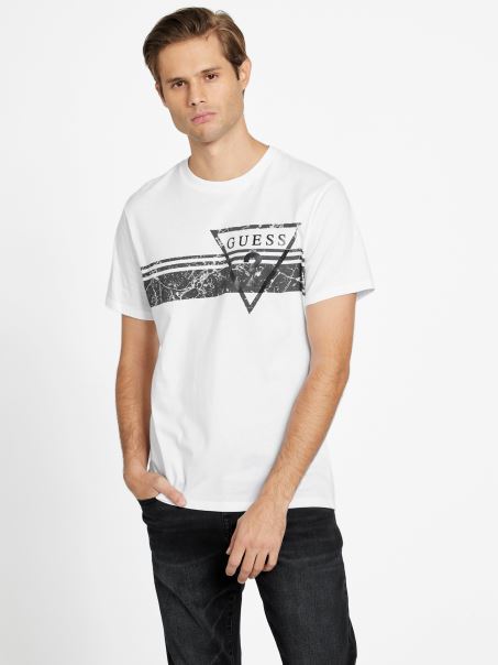 Tricou Pekah Cu Logo Alb Pur Guess