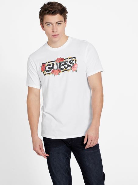 Tricou Cu Logo Guess Eco Shawne Alb Pur