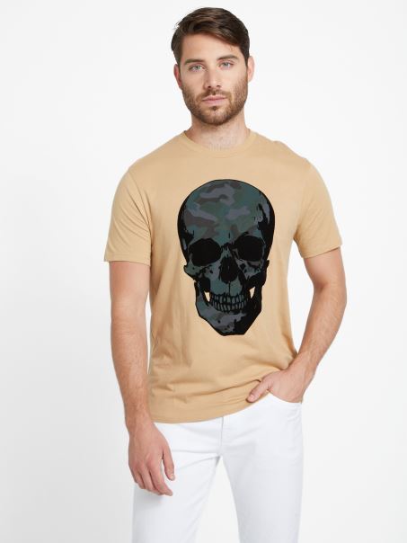Tricou Eco Jasper Skull Taupe Prajit Guess