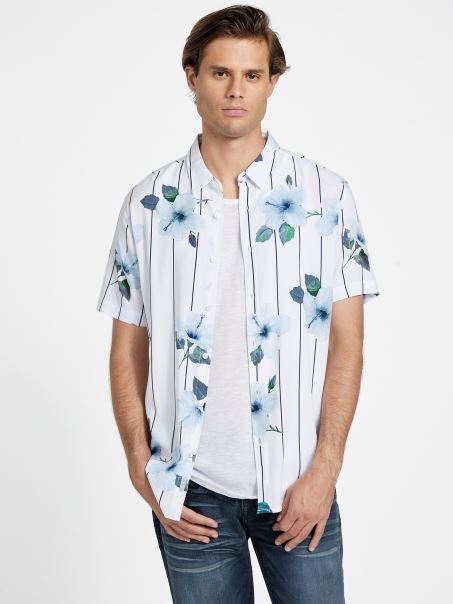 Cămașă Cu Imprimeu Rai Alb Pur Guess