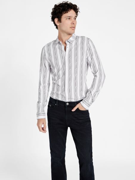 Cămașă Grafică Cu Lanț Wiler Alb Pur Guess