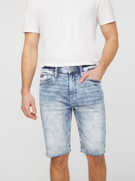 Pantaloni Scurți Din Denim Drepti Clarke Spalare Medie Guess