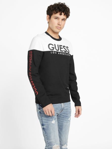 Jet Black Eco Zioin Color-block Cu Mânecă Lungă Tricou Guess