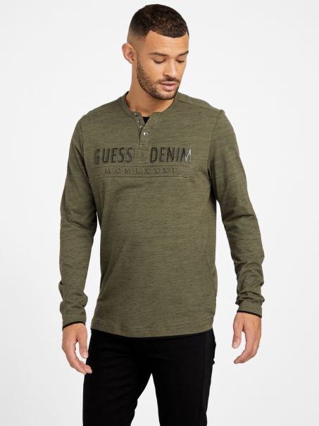 Tricou Cu Mânecă Lungă Cu Mânecă Lungă Edgar Marged Guess Olive Morning Multi