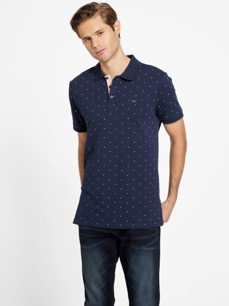 Eco Dev Tricou Polo Geometric Guess Albastru înnegrit