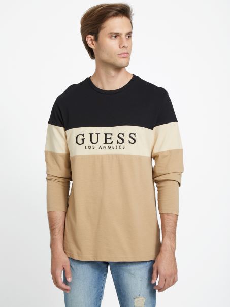 Tricou Cu Mânecă Lungă Guess Toasted Taupe Eco Alec