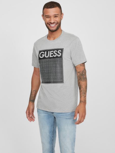 Tricou Cu Logo Ganas Guess Gri Melange Deschis