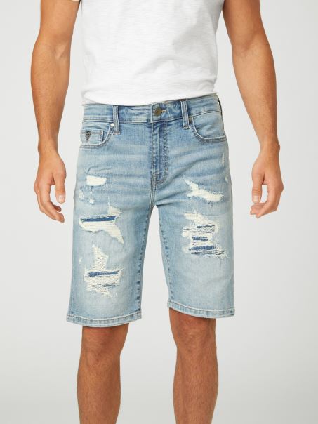 Guess Pantaloni Scurți Din Denim Burton Distruși Medii