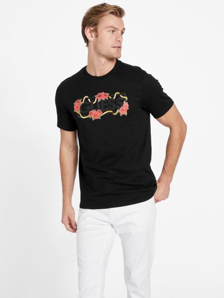 Tricou Cu Logo Shawne Eco Negru Jet Guess