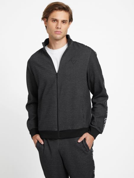 Jachetă Cu Logo Cu Fermoar Guess Andrew Oxid Negru