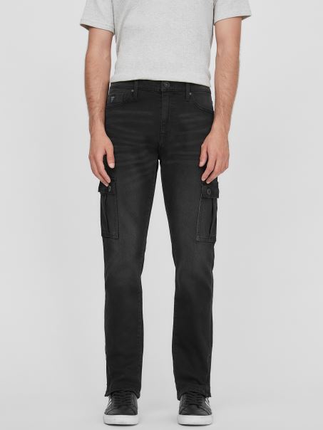 Pantaloni Cargo Kayden Cu Fermoar Guess Spalat Negru