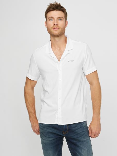 Cămașă Cu Logo-ul Kent Guess Alb Pur