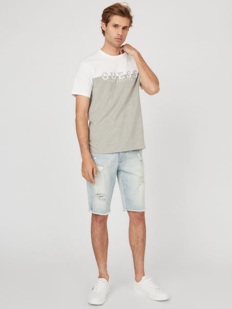 Tricou Cu Logo Davion Alb Pur Guess