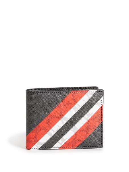Portofel Negru Cu Dungi Cu Logo Guess Bifold