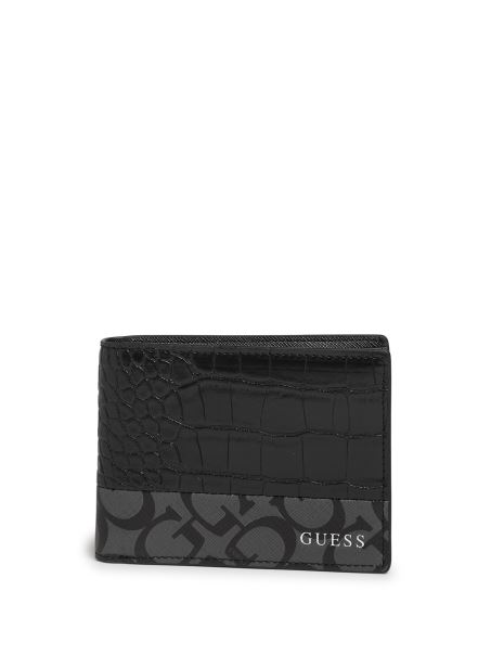 Carter Croc And Logo Bifold Portofel Negru Guess