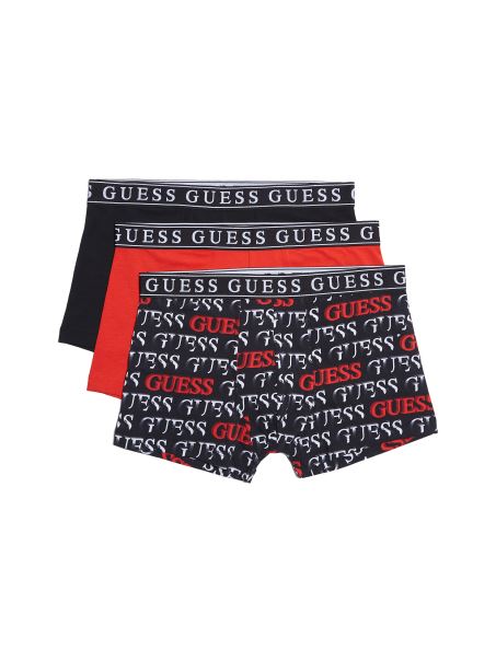 Guess Elvin Boxer Pachet De 3 Negru/roșu/logo-ul Guess
