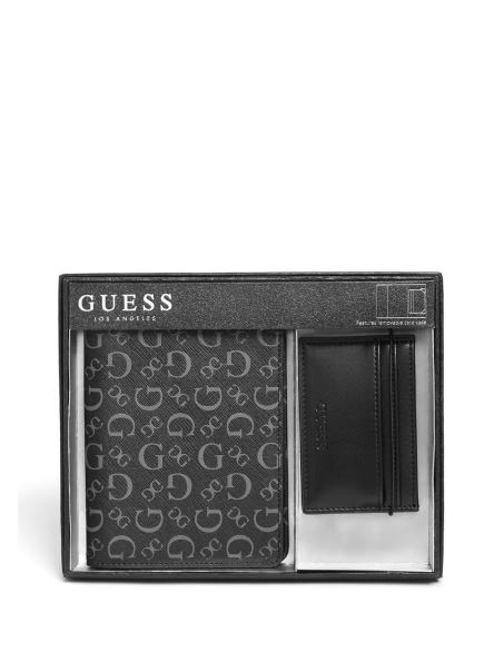 Set Cadou Husă Pașaport Logo Guess Negru