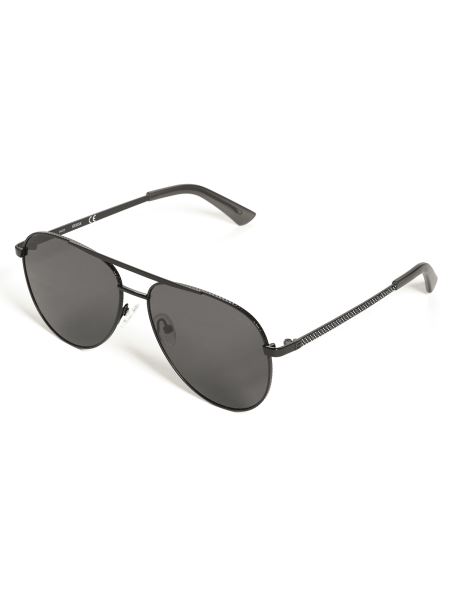 Ochelari De Soare Aviator Din Metal Texturat Negru Guess