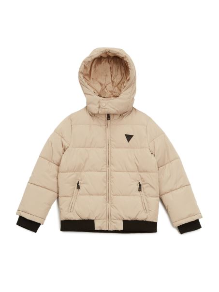 Jachetă Puf Cu Glugă Guess (7-16) Catifea Taupe