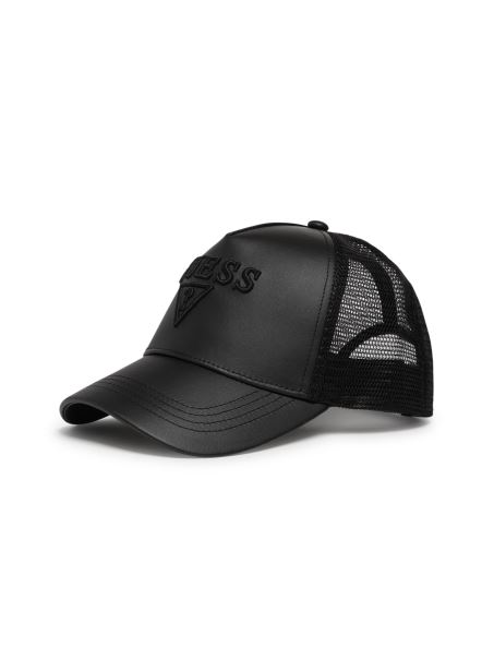 Pălărie Trucker Neagră Max Din Imitație De Piele Guess
