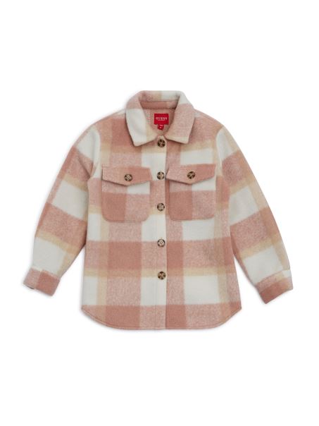 Jachetă Cămașă în Carouri Supradimensionată (7-14) Combo în Carouri Roz Guess