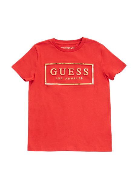 Tricou Roșu Rugby Cu Logo în Relief Guess Colt (7-16)