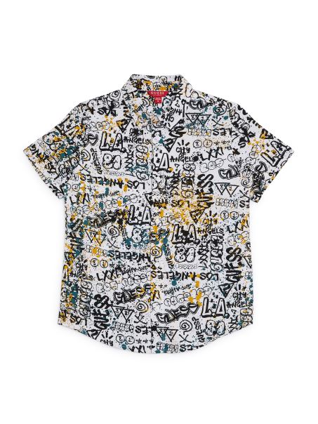 Cămașă Albă Cu Logo Guess Bryce Cu Imprimeu Graffiti (7-16)