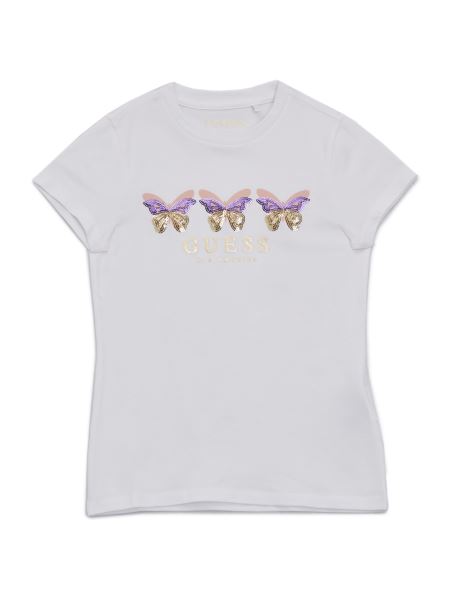 Guess Savannah Butterfly Tee (2-6) Alb Adevărat